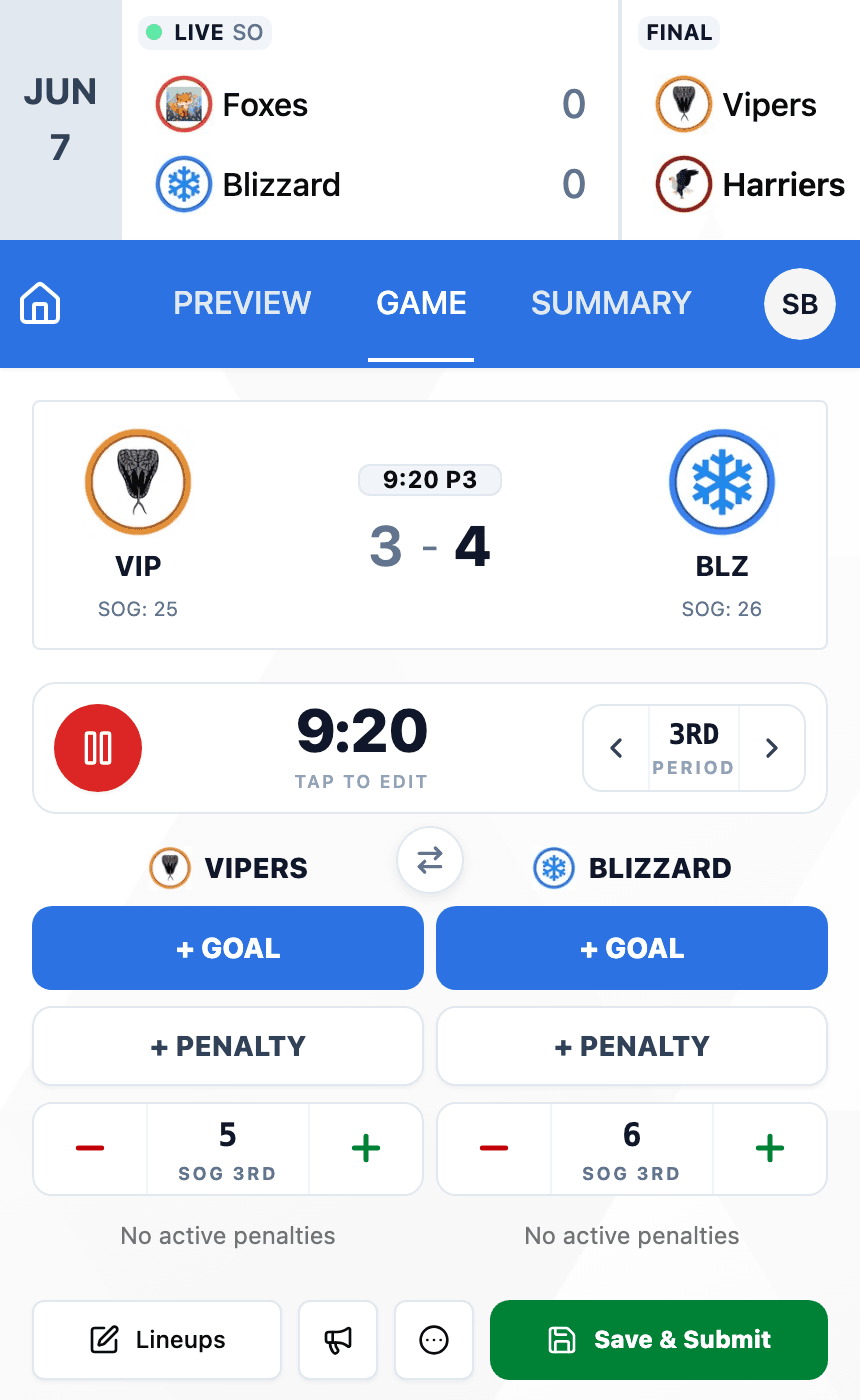 Live Digital Scoring feature screenshot