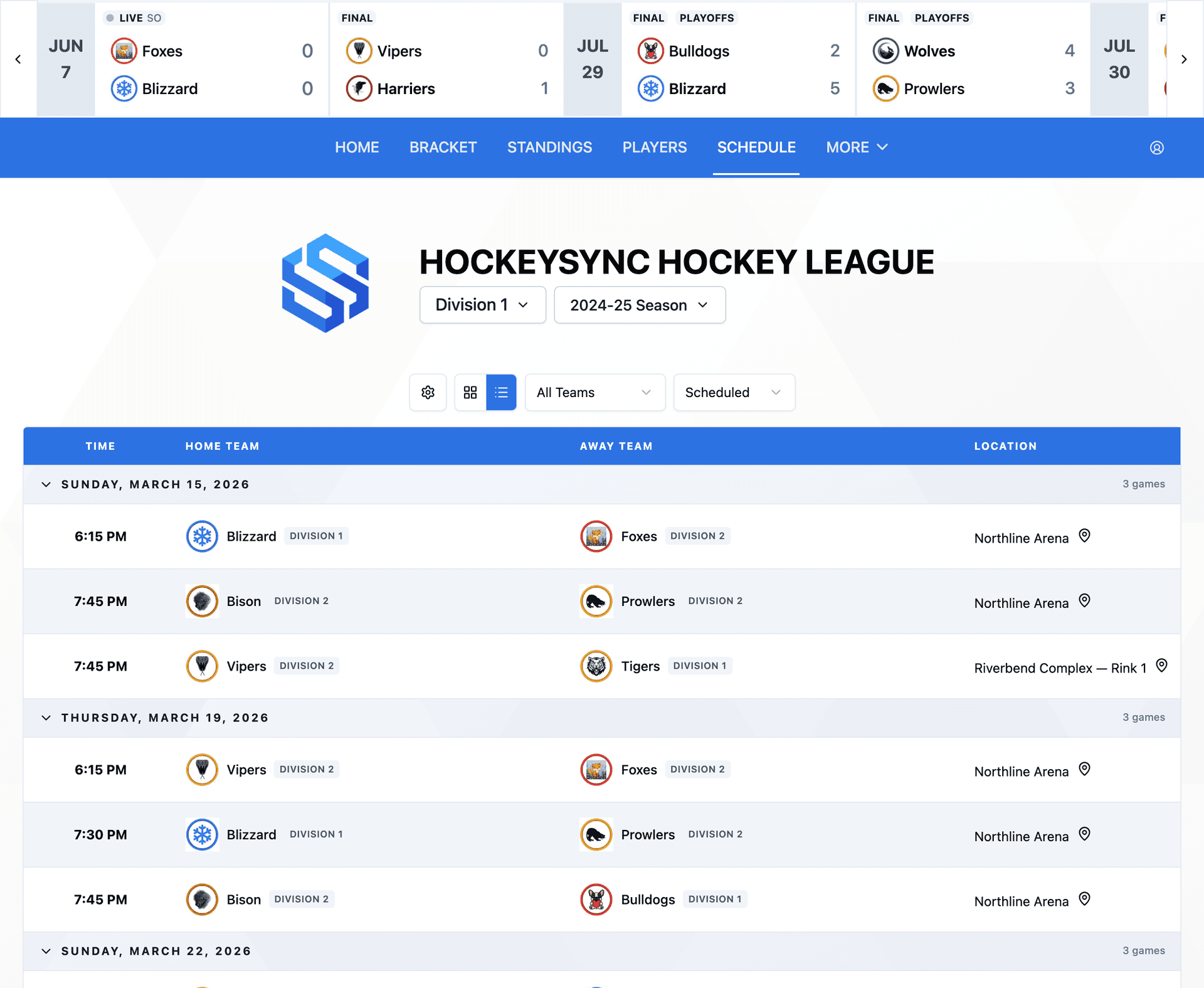 Scheduling feature screenshot